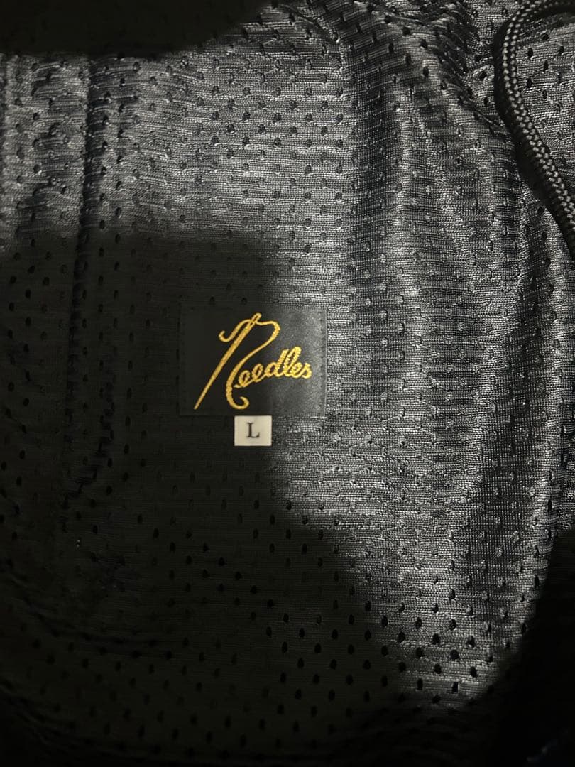 Needles ブラック/ブルー サイドストライプ パンツ L