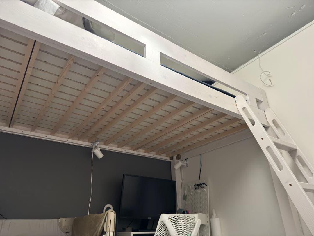 【引き取り@板橋区】ロフトベッド 2段ベッド 木製 ホワイト ハイタイプ