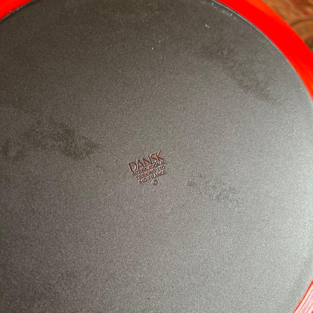 162◆DANKS 大型25cm 両手鍋　赤いホーロー　蓋付