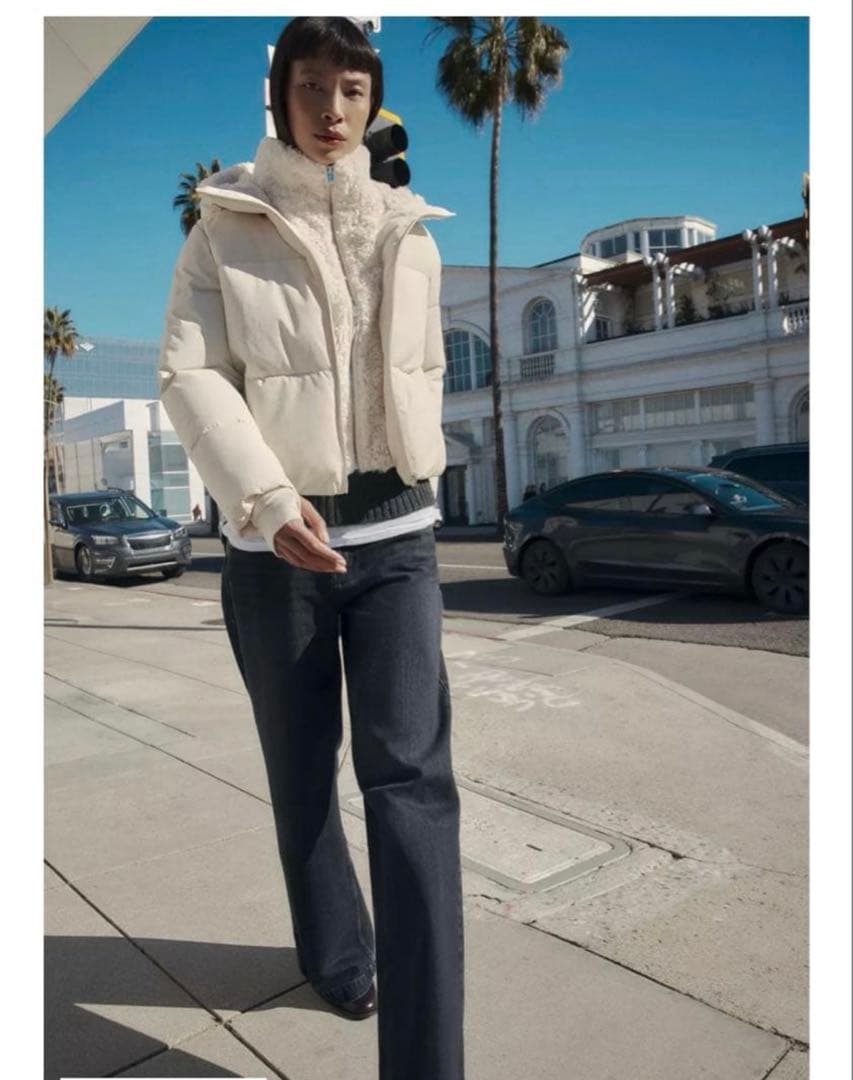 y*様 ZARA フェイクシープスキンフード付き撥水ウィンドブレーカーアノラック