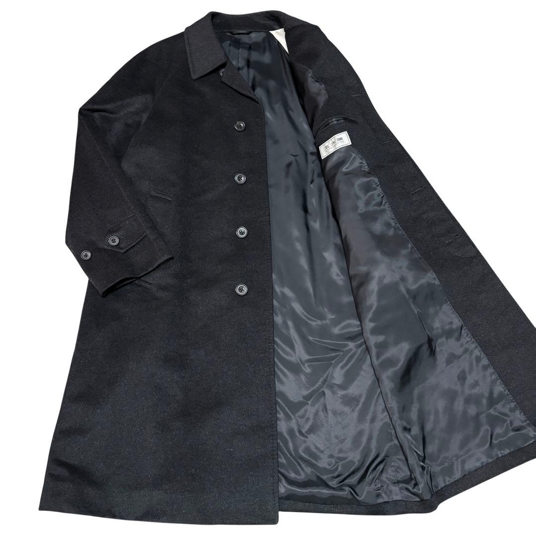 美品 五大陸 カシミヤ100%ステンカラーコート チャコールグレー 日本製 XL