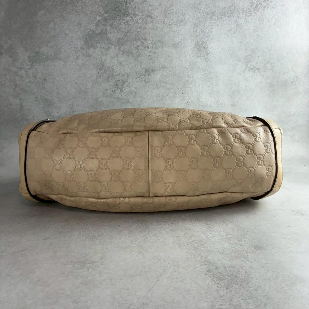 GUCCI トートバッグ　アビー　シマ　ベージュ　レザー　ゴールド金具