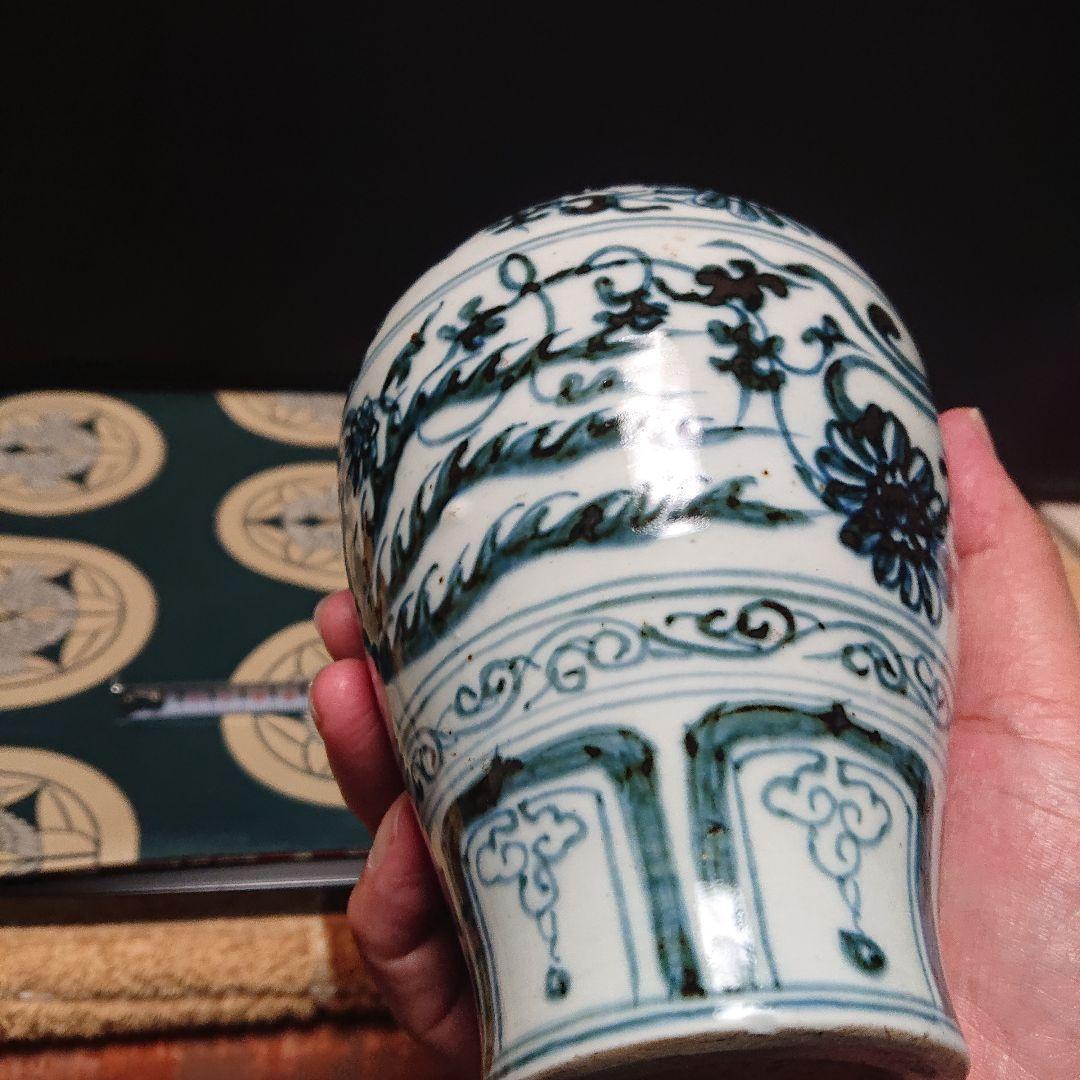 李朝、白磁、染付、瓶鳳凰文