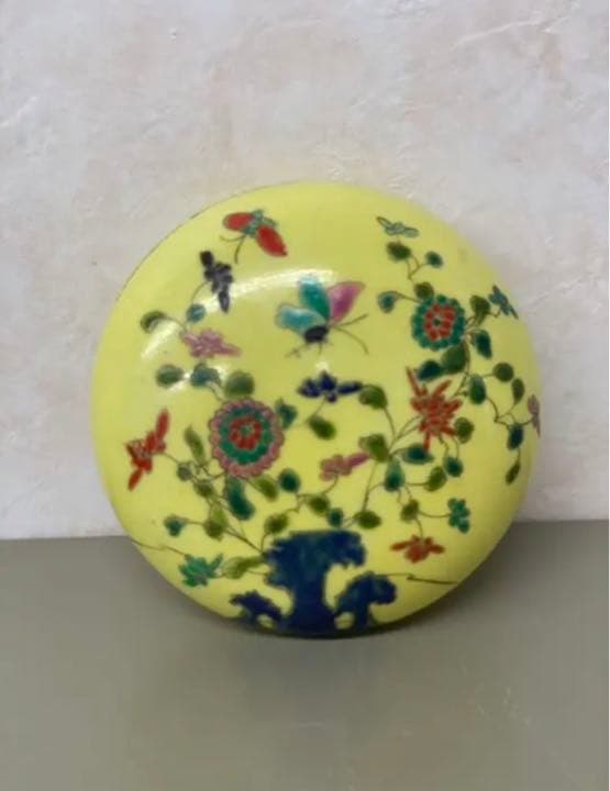 中国清光绪年製琺瑯彩•粉彩香盒　骨董唐物コレクション古美術品アンティーク江戸青磁