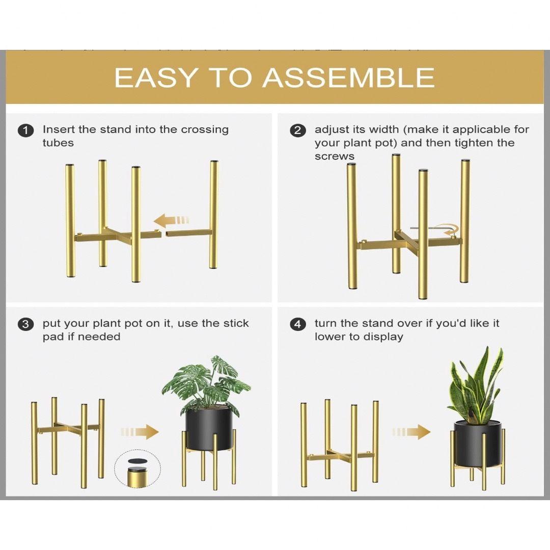 ホワイト陶器風フラワースタンド ゴールド脚