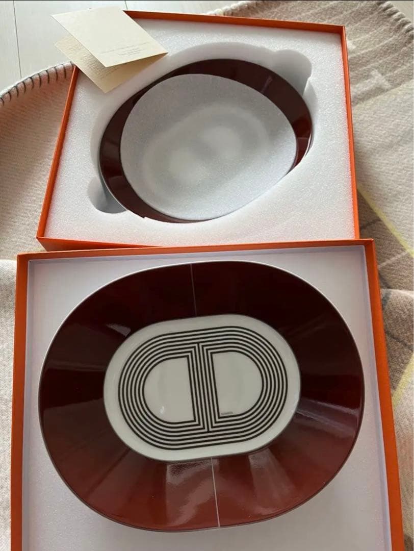 エルメス　HERMES ラリー24 オーバルプレート　2枚セット　レッド