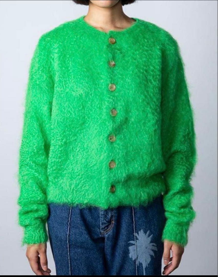 ttt_msw グリーン モヘア カーディガン