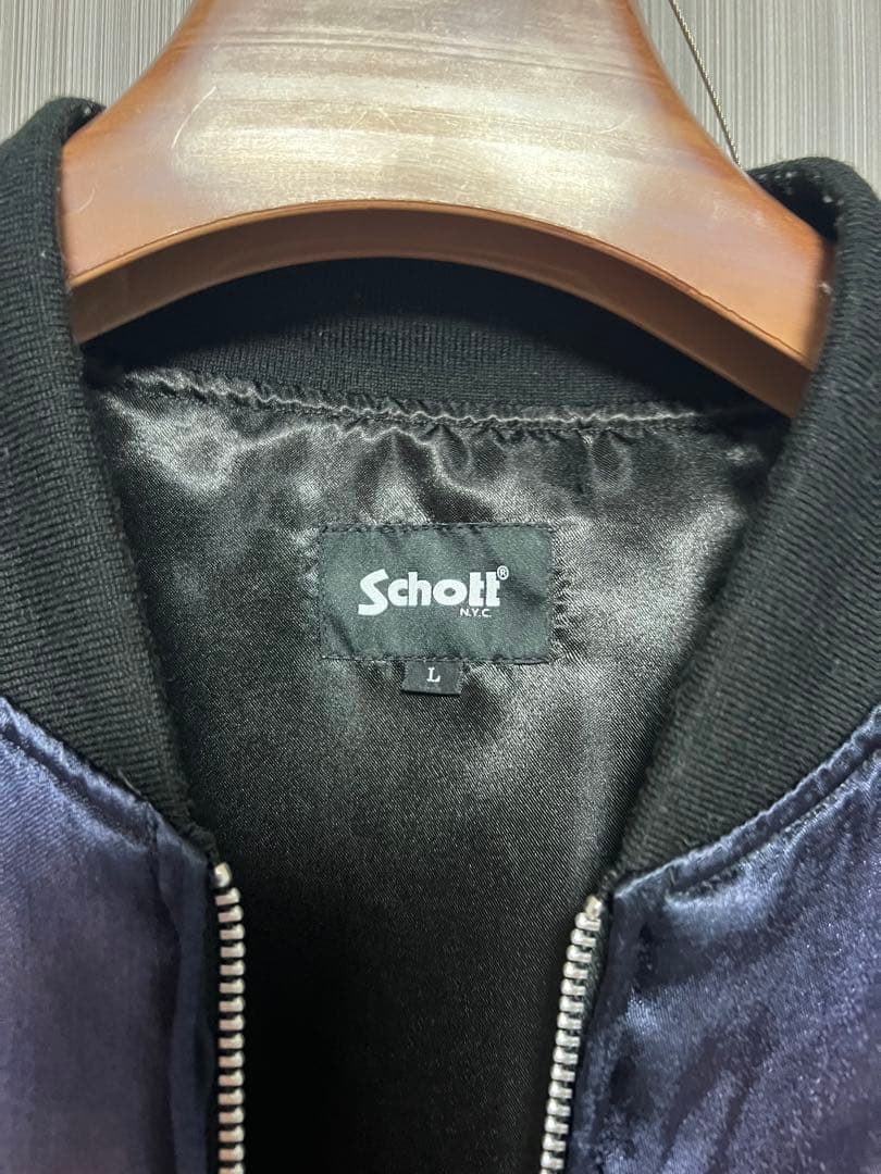 Schott スカジャン L 黒/シルバー