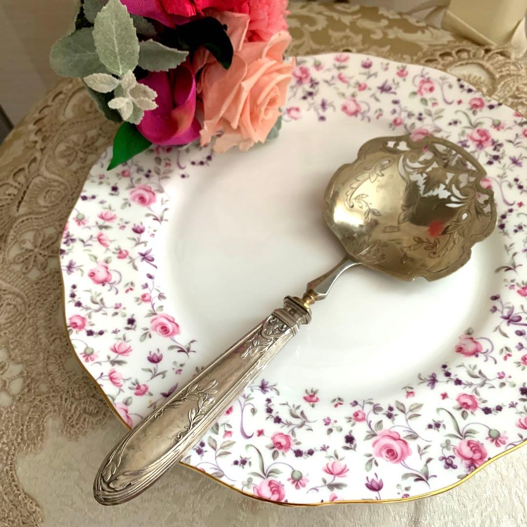 フランスアンティーク　リボンモチーフ★シルバーのラザニアスプーン