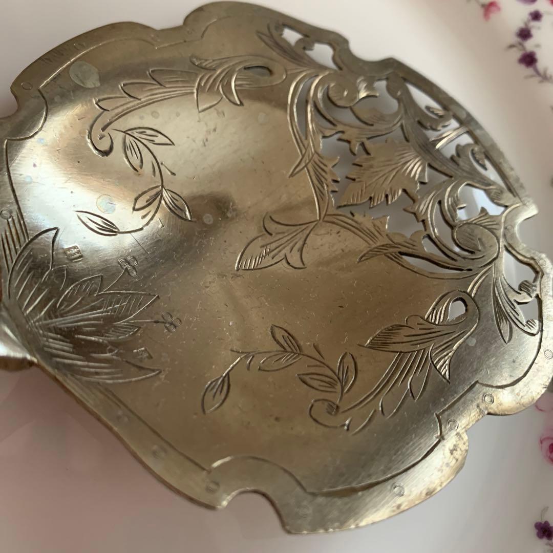 フランスアンティーク　リボンモチーフ★シルバーのラザニアスプーン