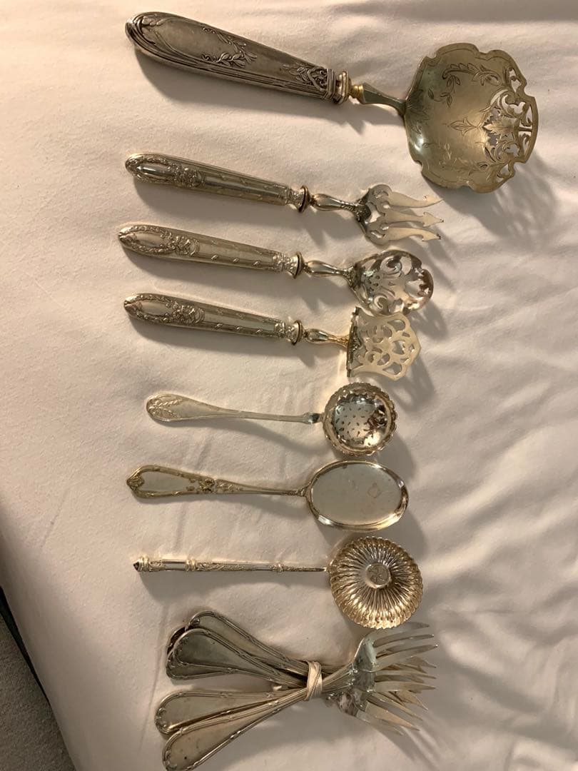 フランスアンティーク　リボンモチーフ★シルバーのラザニアスプーン