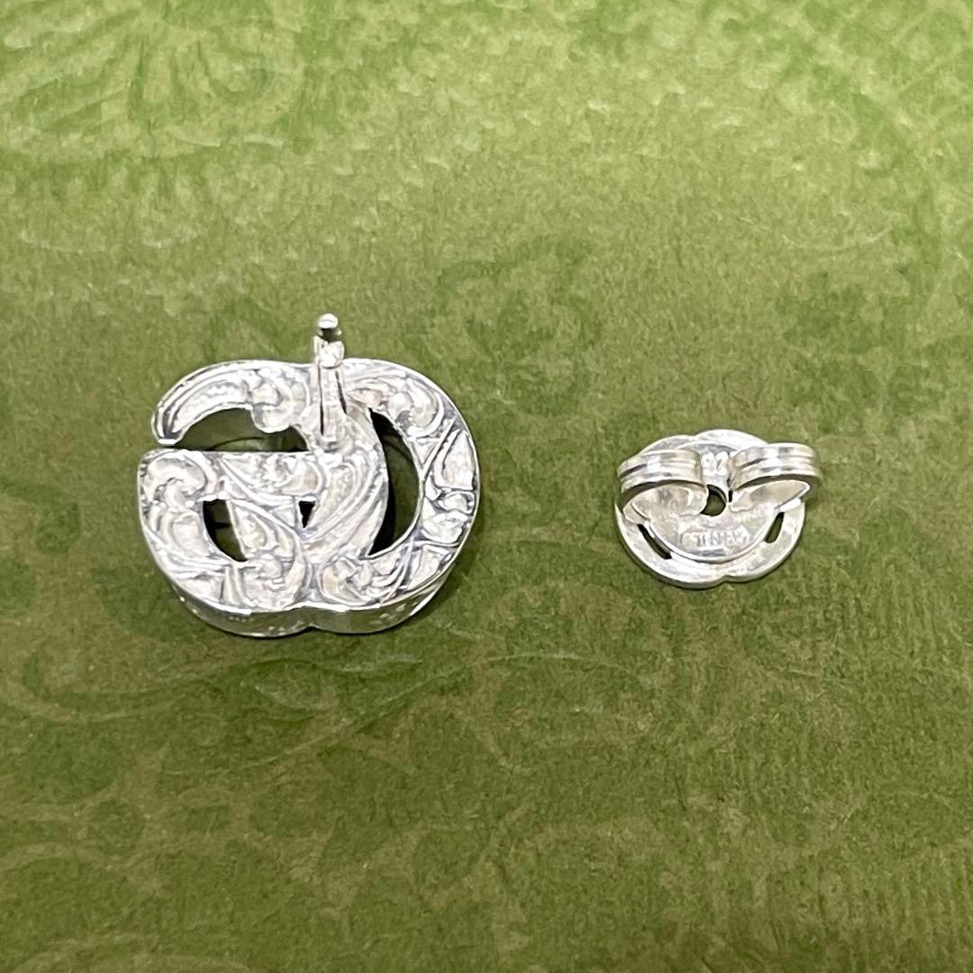 【極美品】グッチ　ダブルGピアス片耳　アラベスク　　シルバー925