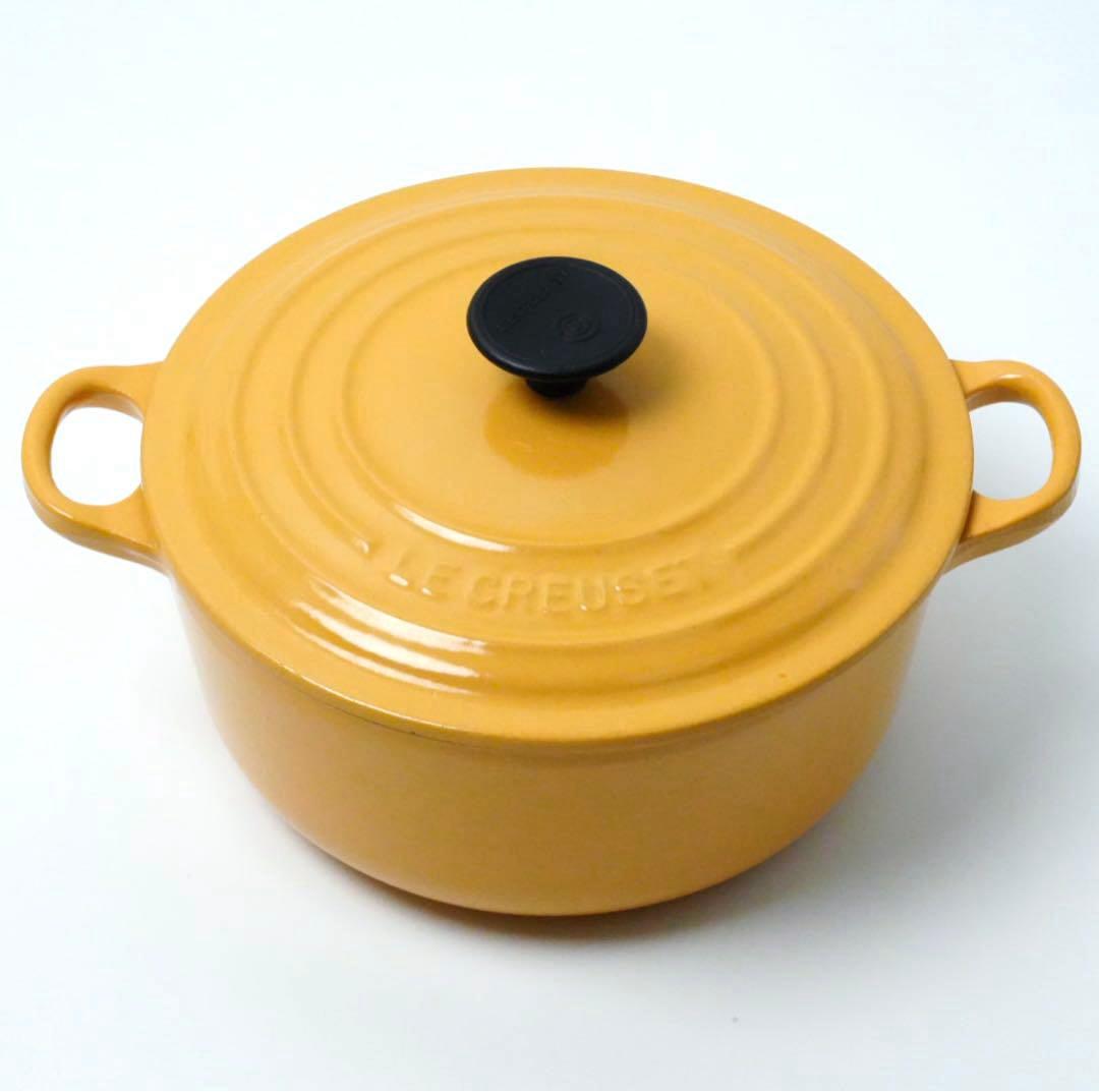 【美品】LE CREUSET　ココット ロンド サフランイエロー　20cm