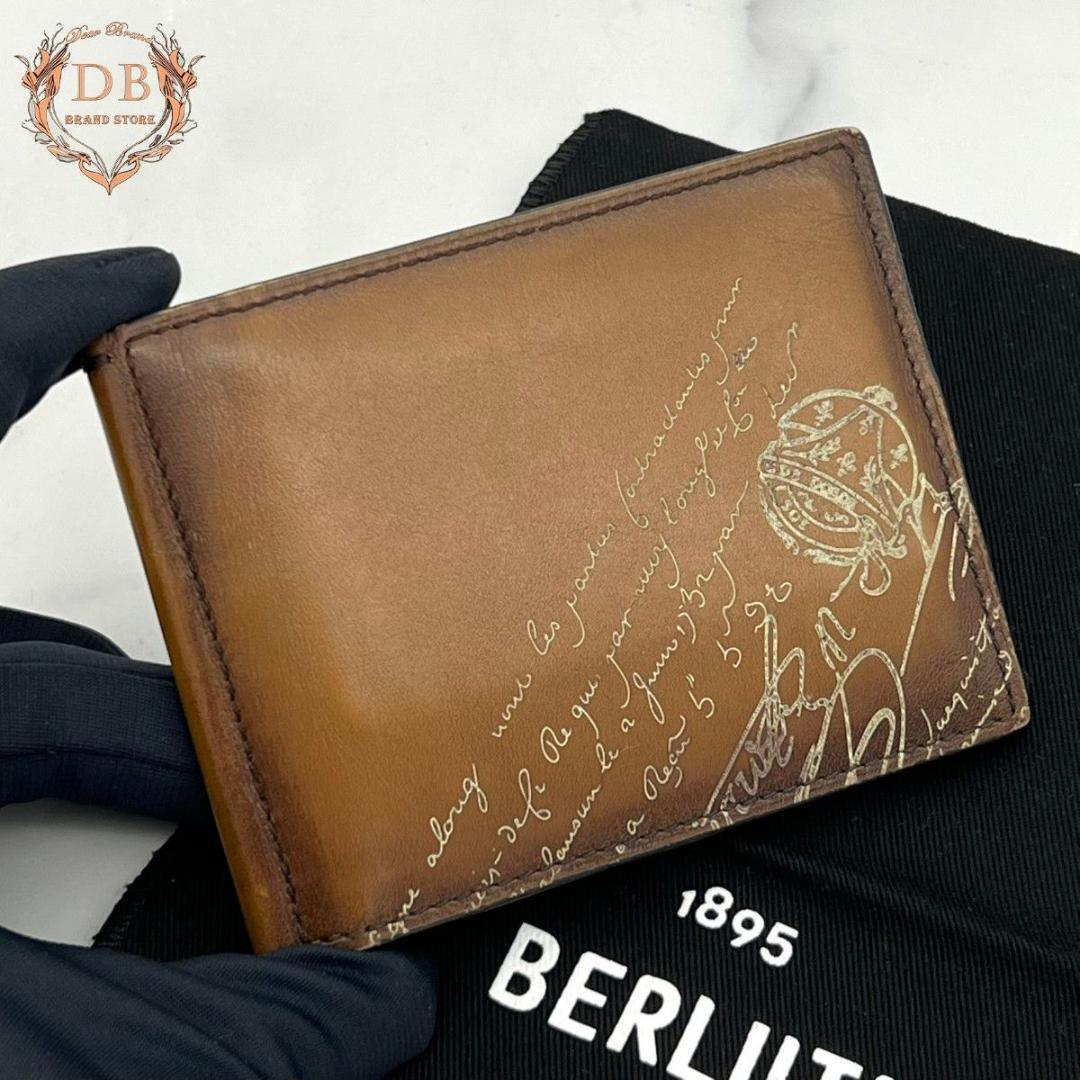 【袋付】 ベルルッティ カリグラフィ マネークリップ ブラウン 二つ折りビジネス