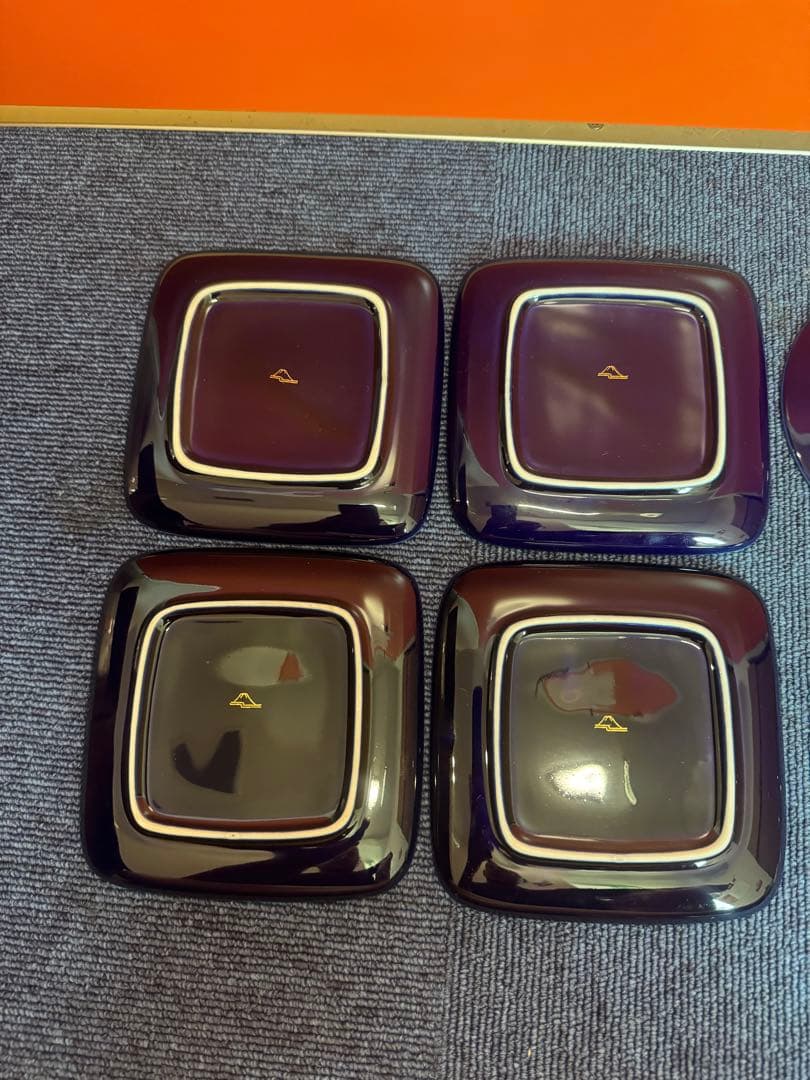 2034 深川製磁　方皿4客　丸皿3客　金彩