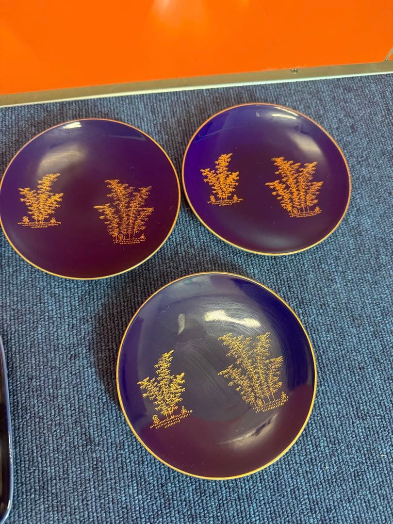 2034 深川製磁　方皿4客　丸皿3客　金彩