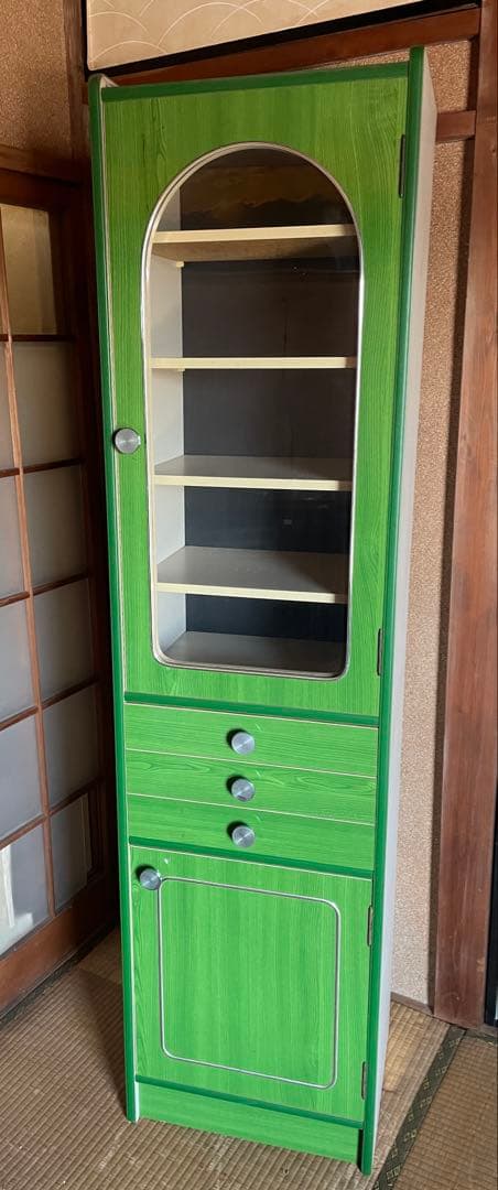 昭和 レトロ ポップ 収納タンス 飾り棚 収納棚 ポップカラー アーチ窓