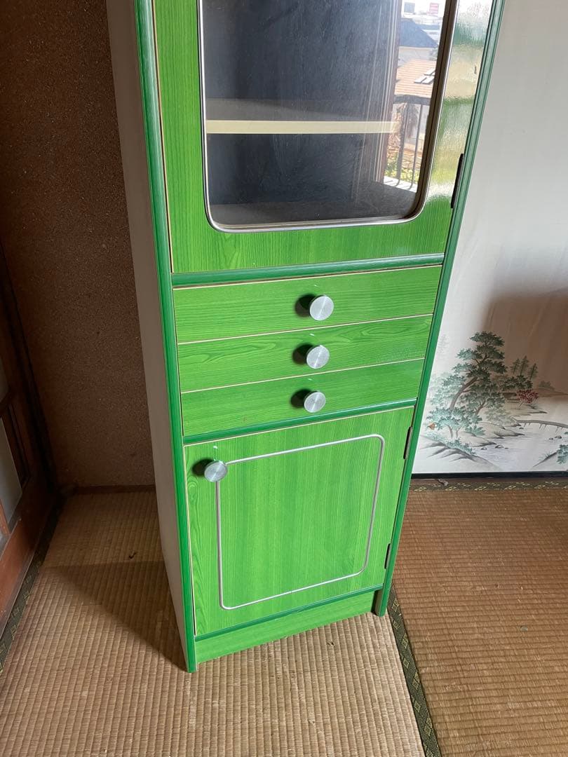 昭和 レトロ ポップ 収納タンス 飾り棚 収納棚 ポップカラー アーチ窓