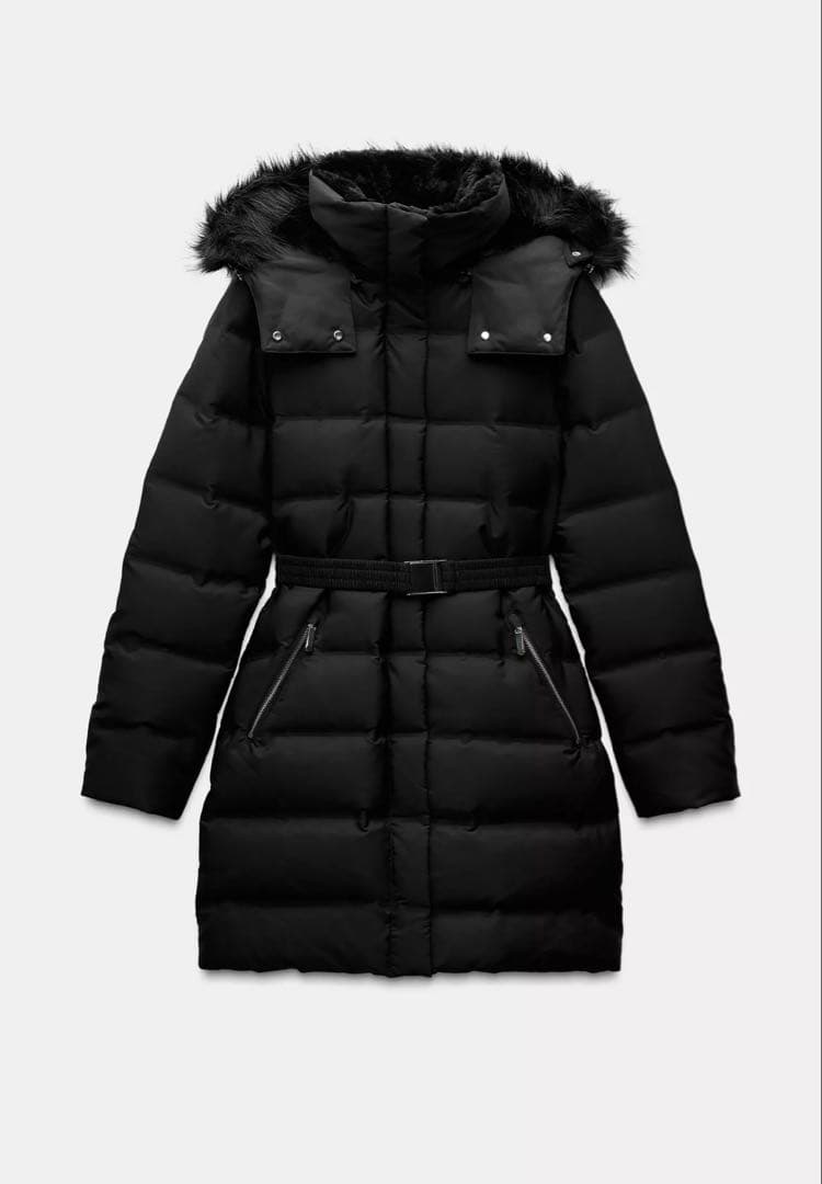 ZARAベルト付きフードダウンジャケット　S