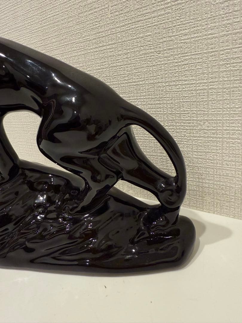 ★セラミック★黒豹★置物★ブラックパンサー★工芸品★インテリア★ヴィンテージ