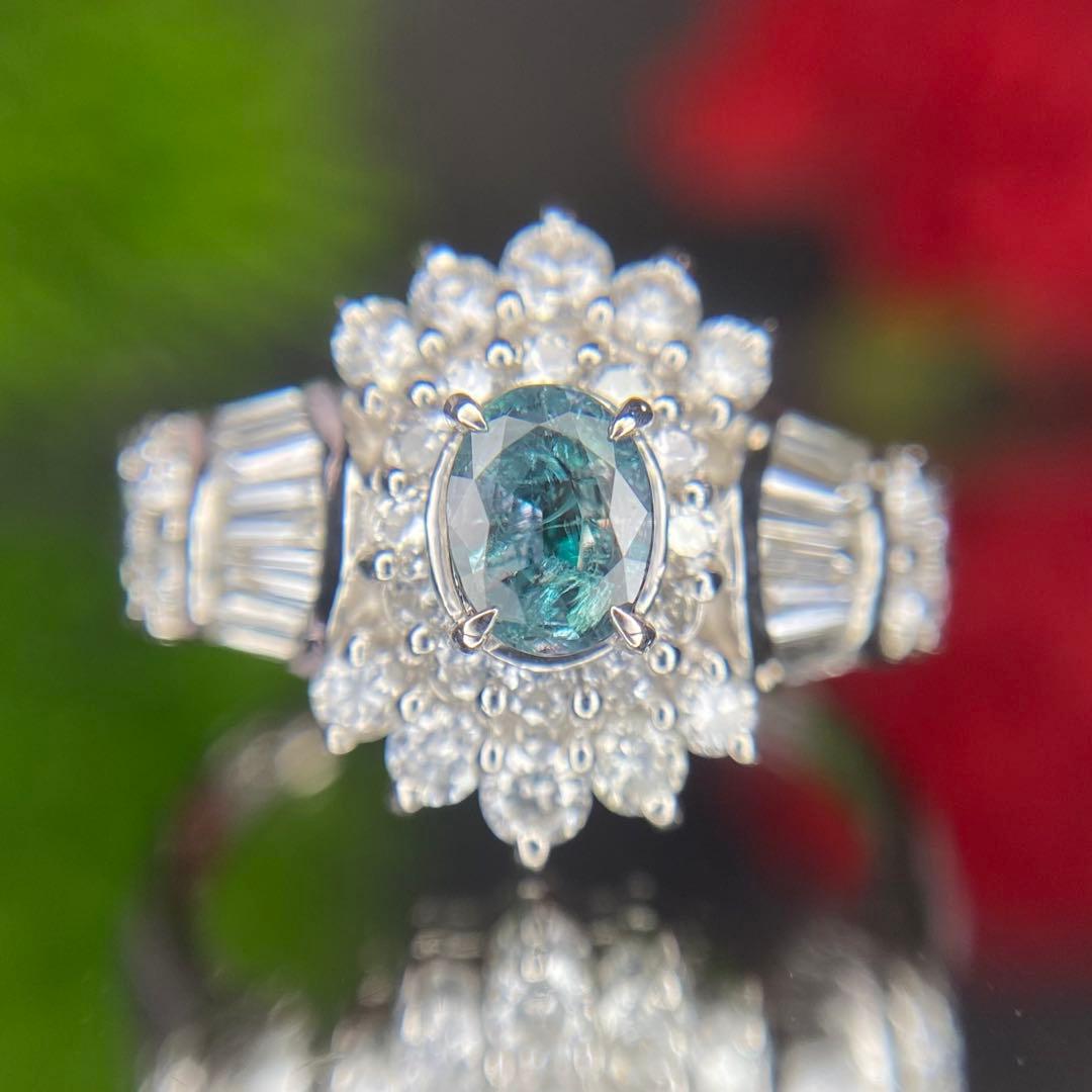 天然非加熱アレキサンドライト ダイヤモンド 計1.06ct PT900