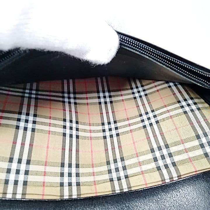 【超美品】BURBERRYS 長財布 ブラック 羊革 裏地ノバチェック