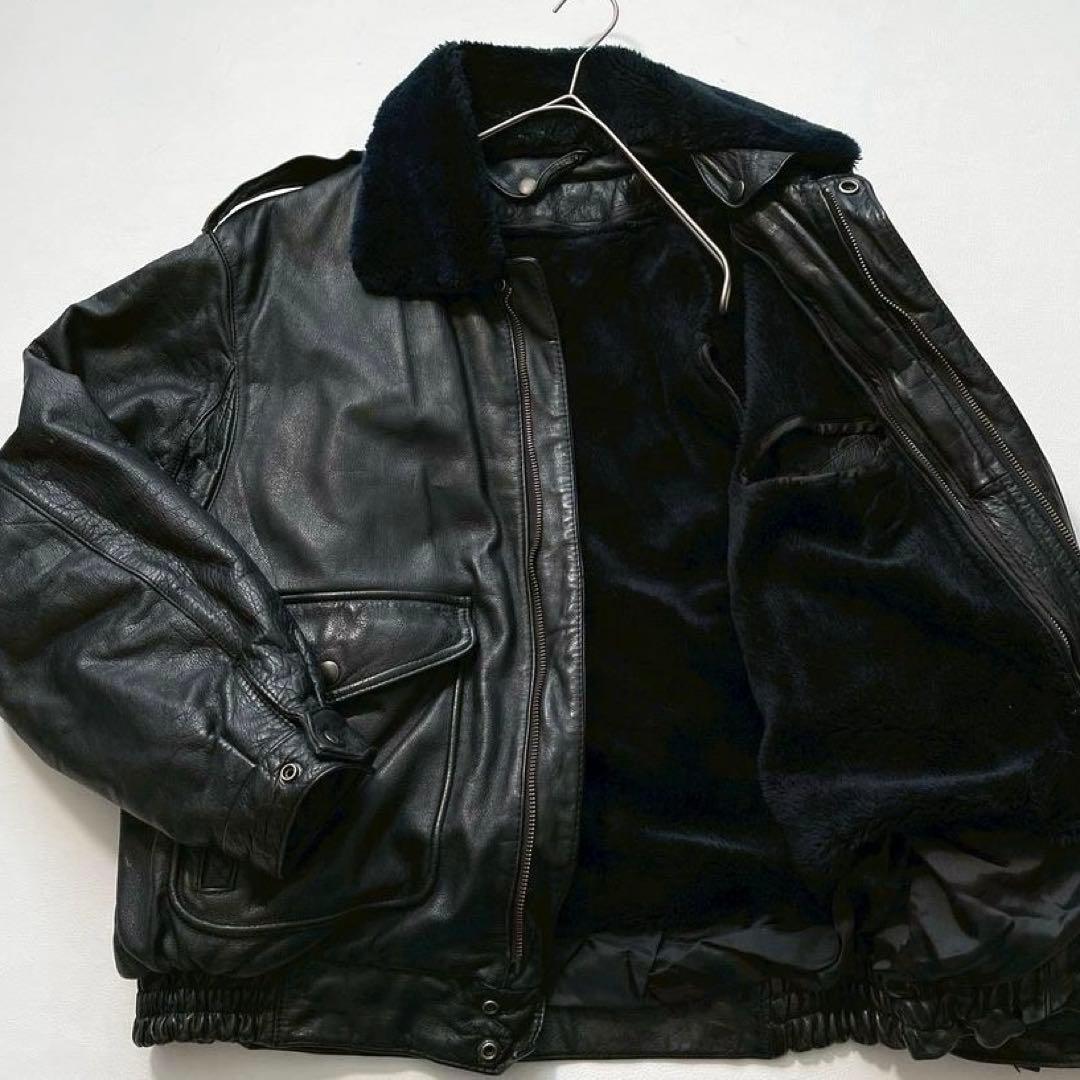【ホヒ】ヴィンテージ フライトジャケット G-1 牛革 ライナー付 黒