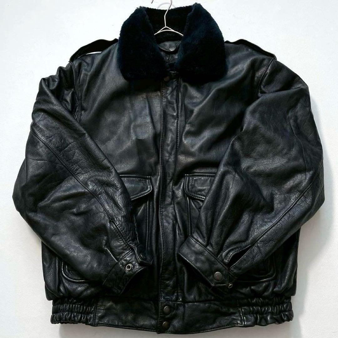 【ホヒ】ヴィンテージ フライトジャケット G-1 牛革 ライナー付 黒