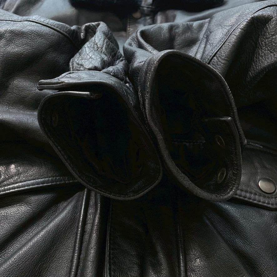 【ホヒ】ヴィンテージ フライトジャケット G-1 牛革 ライナー付 黒