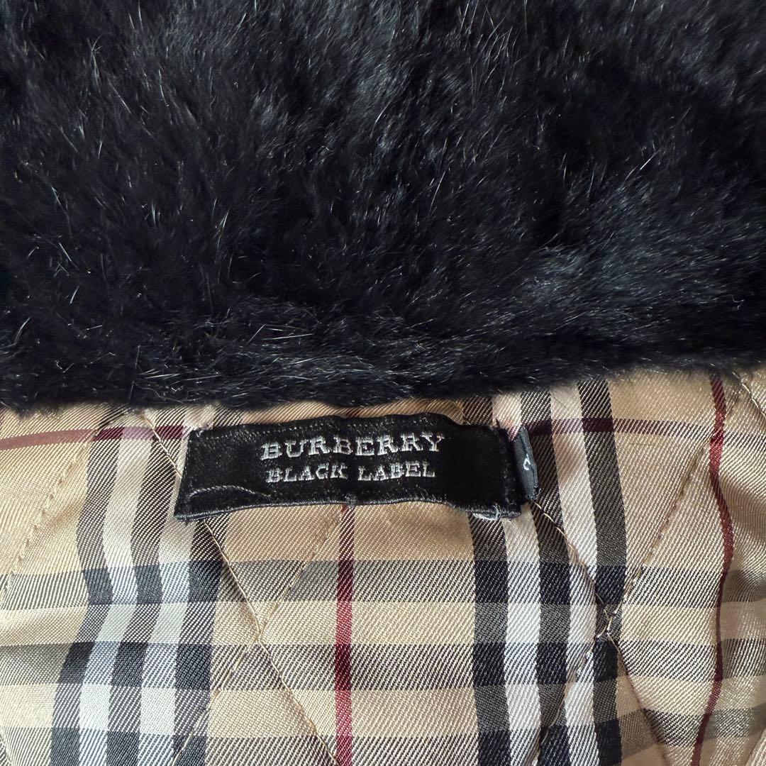 BURBERRY BLACK LABEL厚手ニットファー付 ノバチェック 黒 2