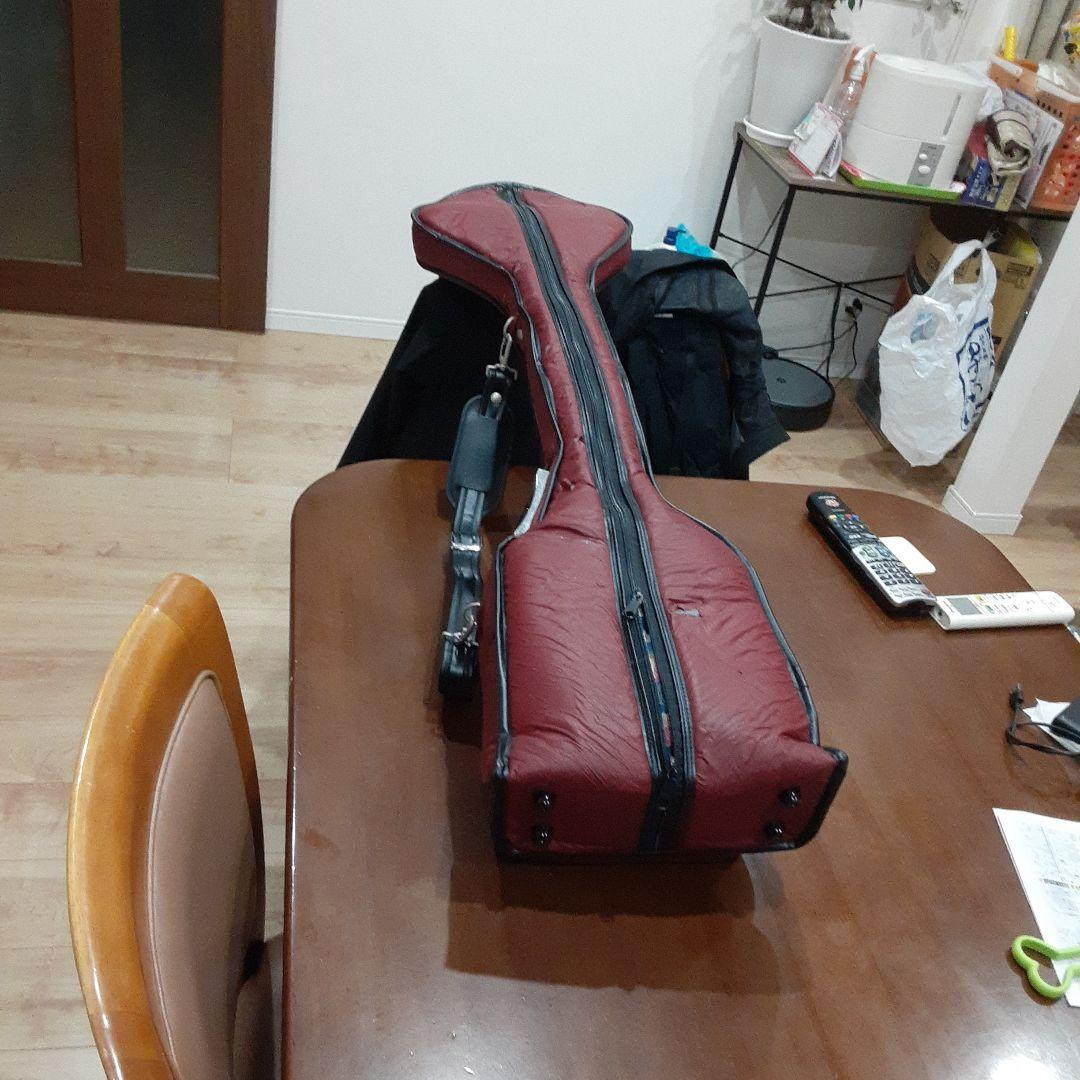 三味線 細棹 花梨 丸打胴 保存ケース付き 全長約95cm 伝統楽器 弦楽器