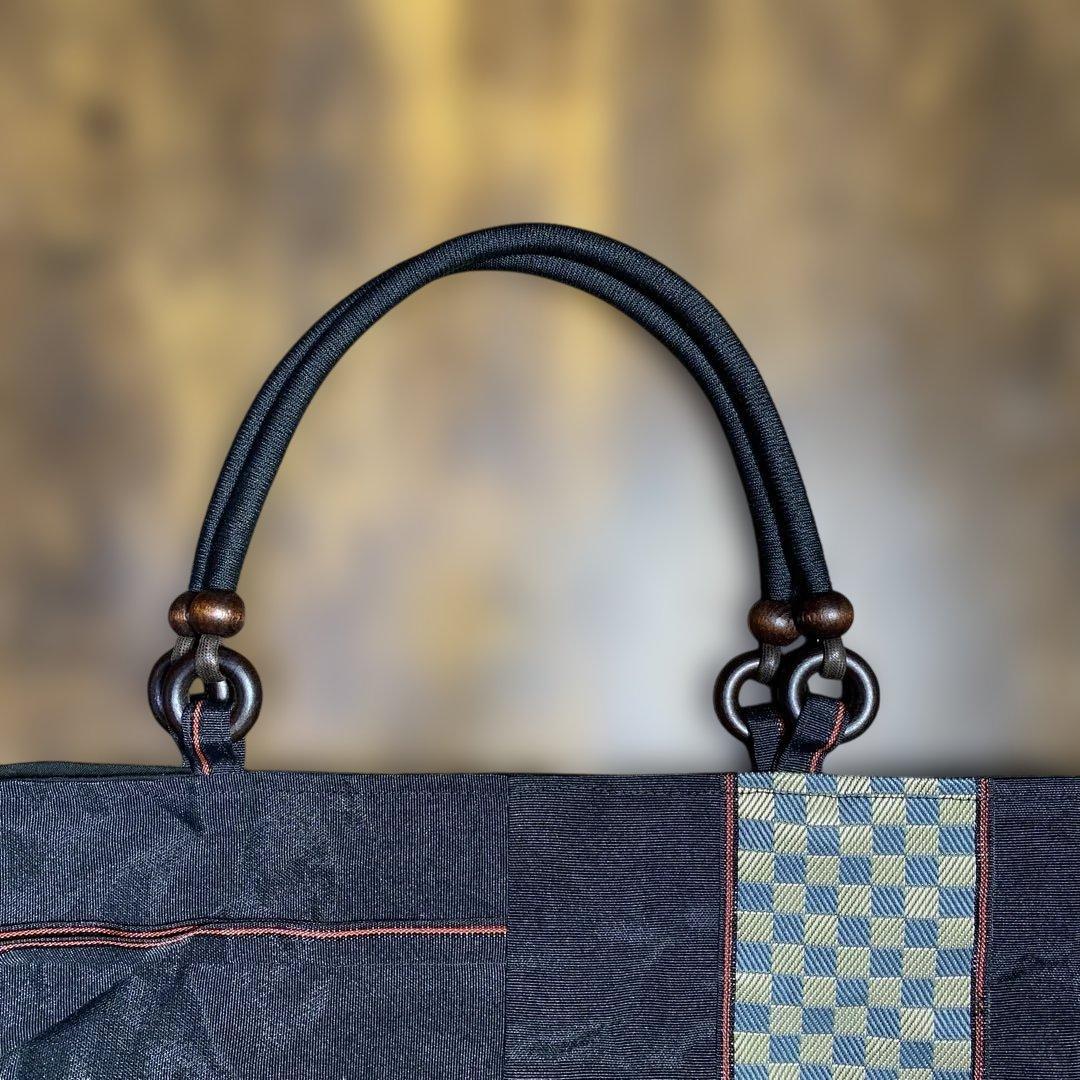 畳縁製デニム風トートバッグ