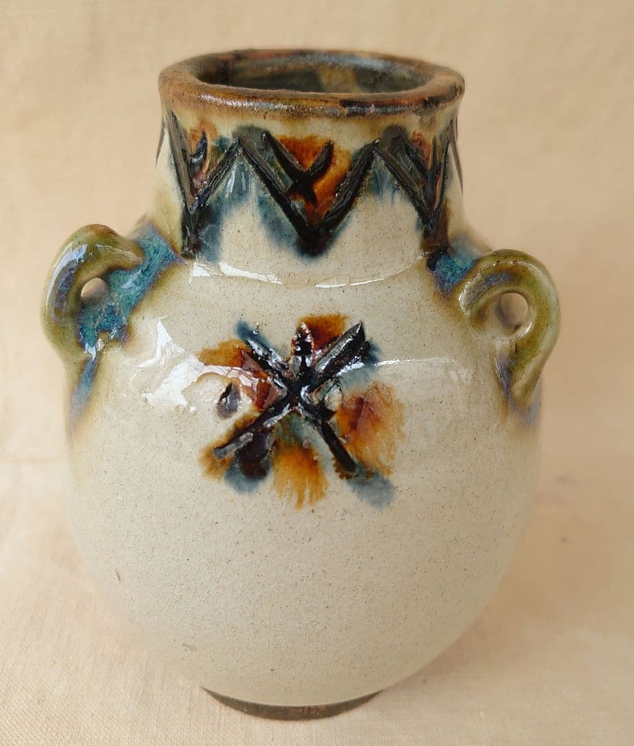 琉球 壺屋焼 小橋川源慶 花瓶 フラワーベース 作家