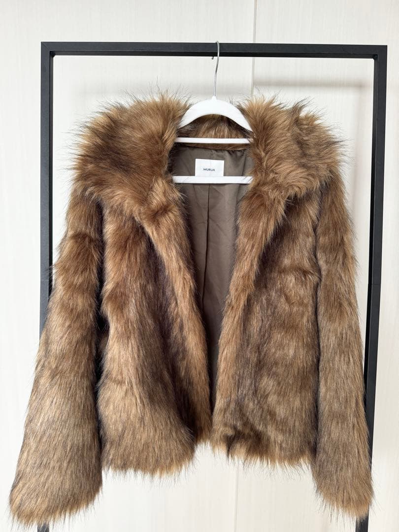 MURUA　フェイクファーラインジャガードコート　ブルゾン ブラウン