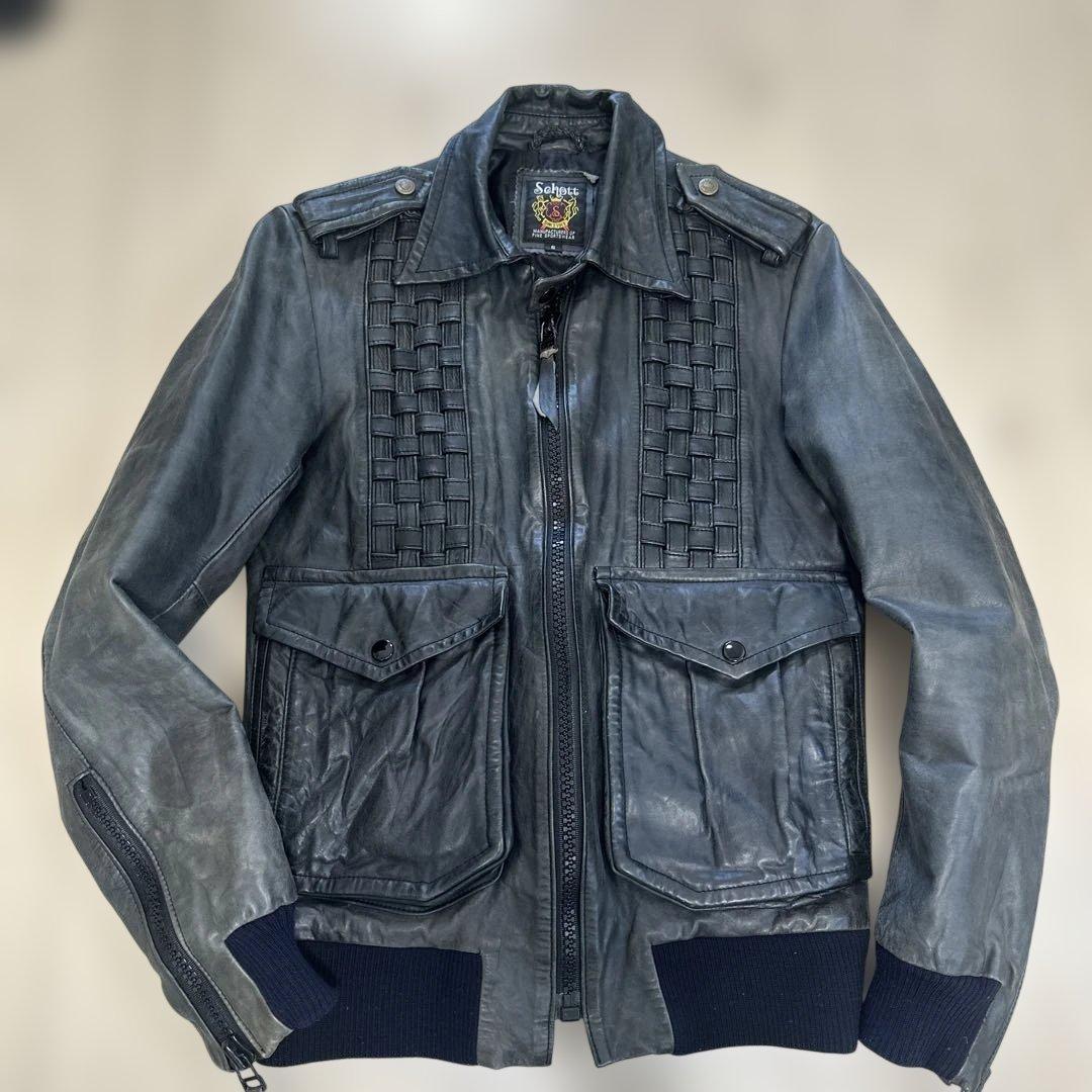 Schott ダークグレー レザージャケット S