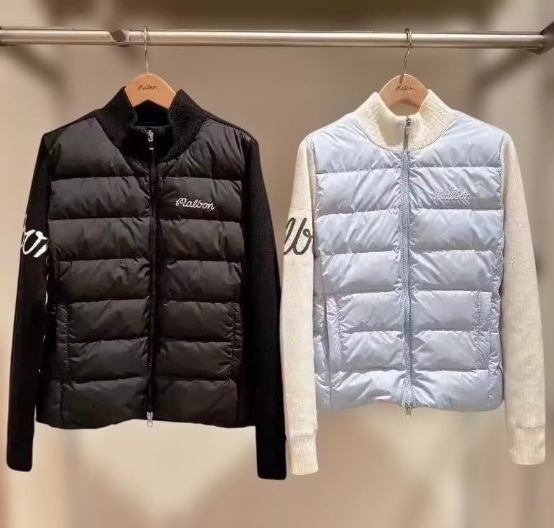 Malbon ゴルフ レディース 防寒 ダウン ニット ジップアップ