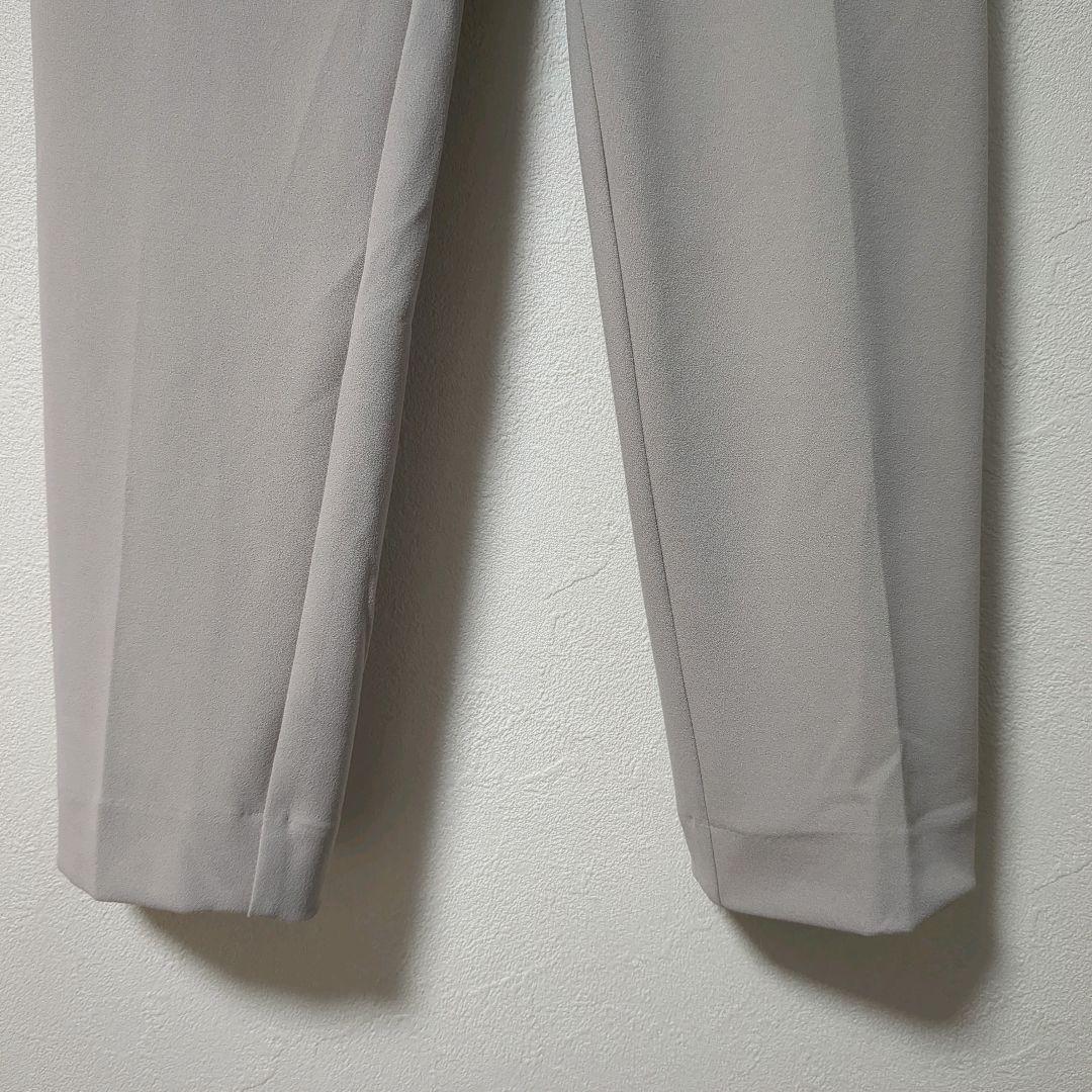 洗えて動けるワーママスーツ!!ノーカラージャケット+テーパードパンツLグレージュ