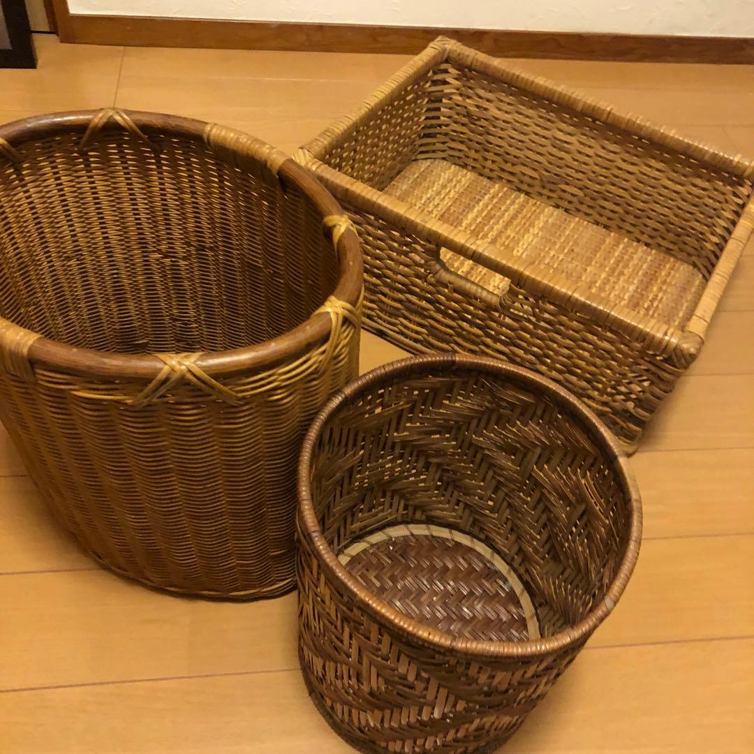 レトロ＊ラタン＊飴色＊籠セット
