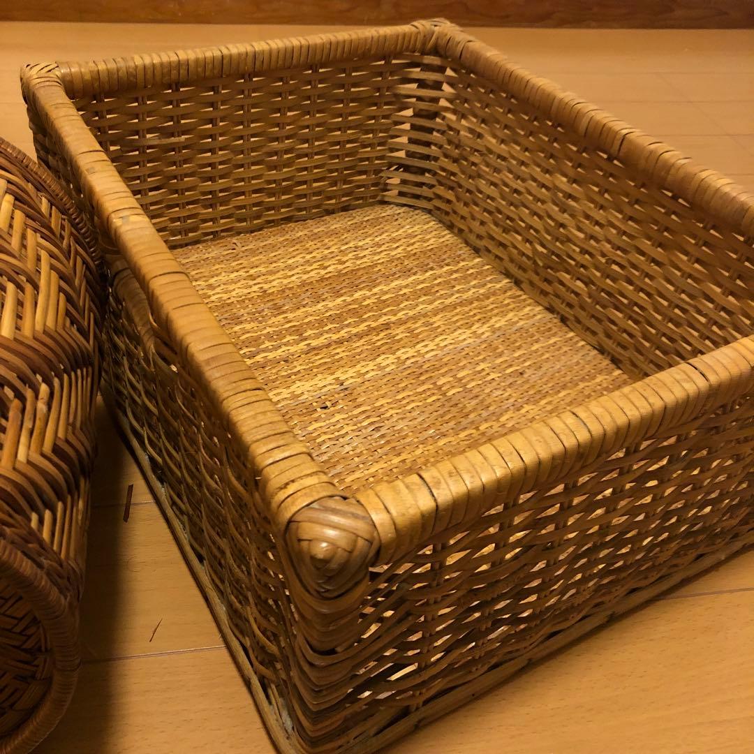 レトロ＊ラタン＊飴色＊籠セット