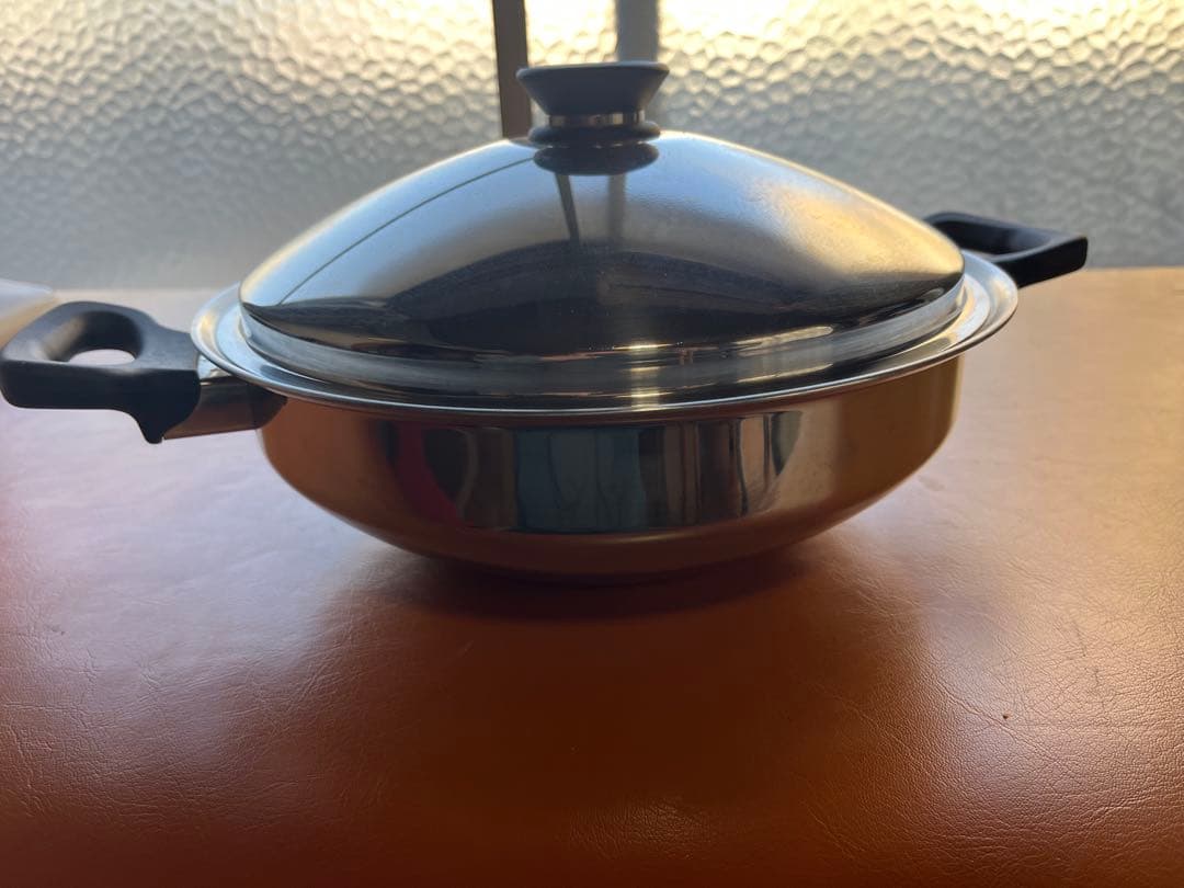 数回使用お買い得品万能中華鍋風！オープン調理もOK!アムウェイクィーンウォック