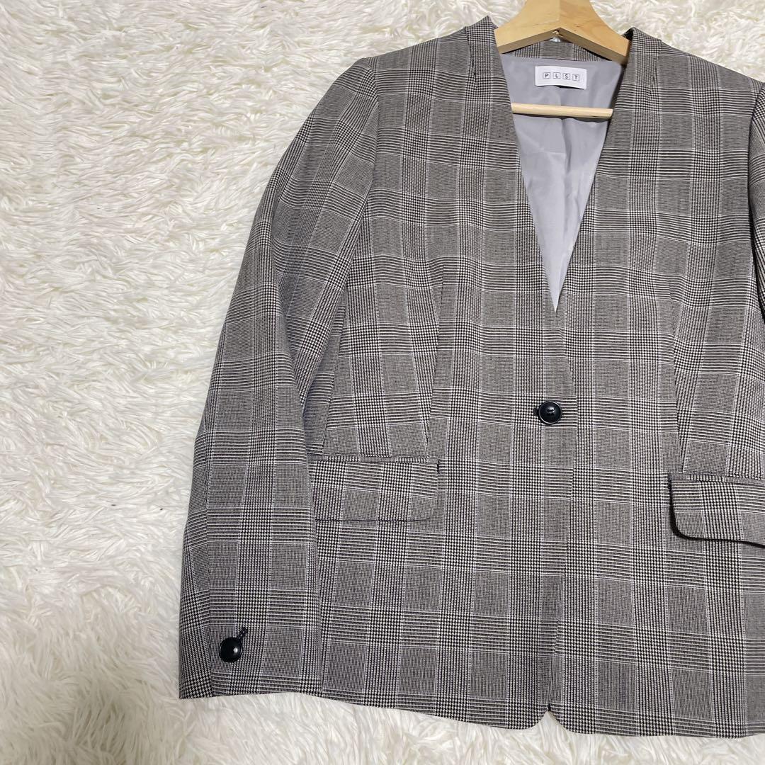 美品 M【PLST(プラステ)ノーカラーパンツスーツ】ウォームリザーブ