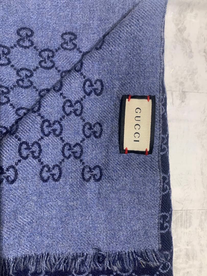 GUCCI GGパターン マフラー ネイビー/ブルー