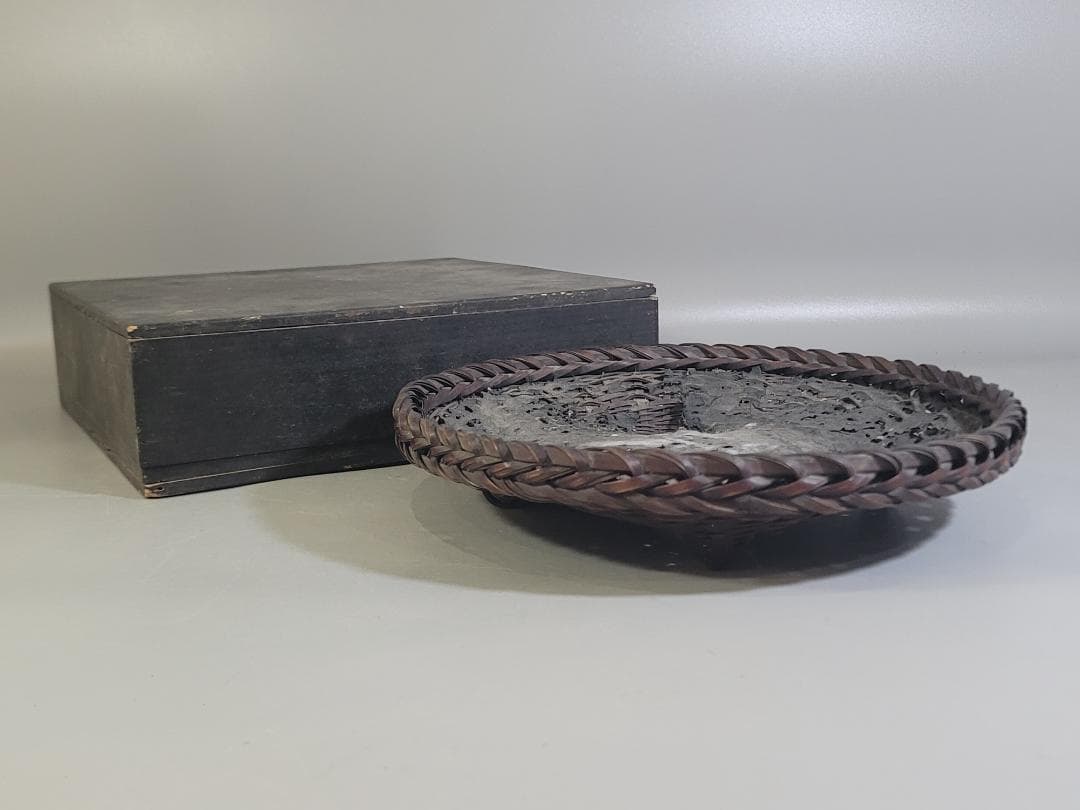 茶道具 竹籠 炭斗 時代物 DT707