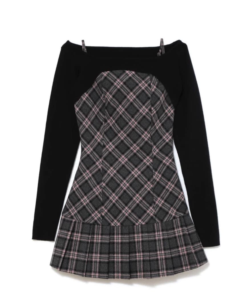 専用ページndmary Selena check mini dress gray