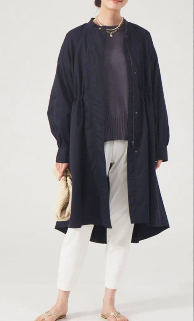 美品　qualite カリテ　エアーツイルコート　ネイビー