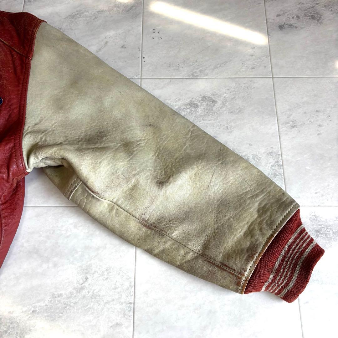 【超希少】アヴィレックス ラムレザージャケット スタジャン 羊革 刺繍 ワッペン