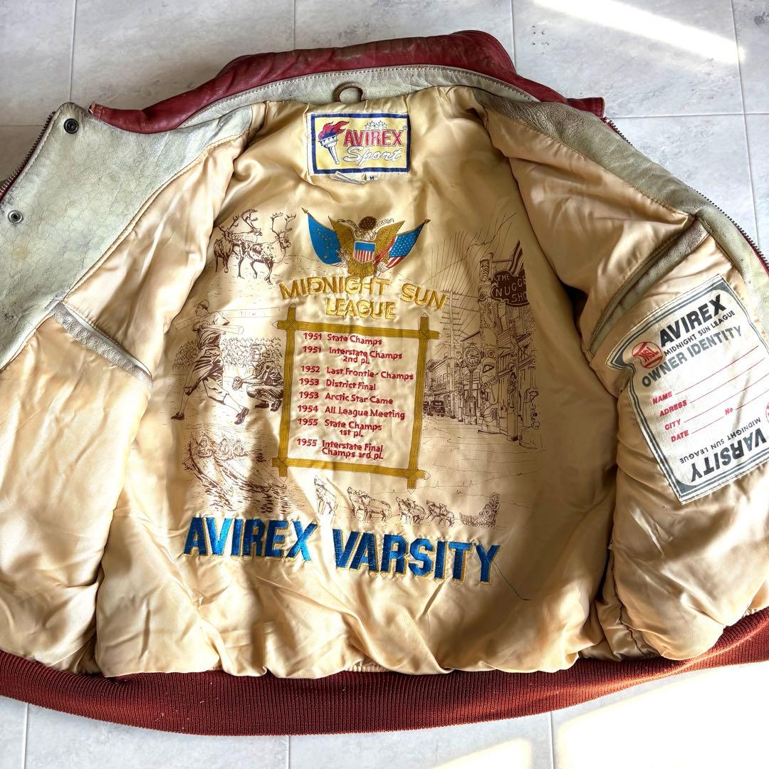 【超希少】アヴィレックス ラムレザージャケット スタジャン 羊革 刺繍 ワッペン