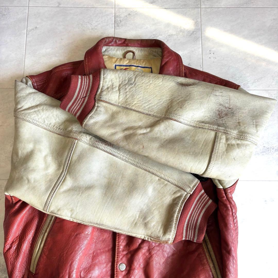 【超希少】アヴィレックス ラムレザージャケット スタジャン 羊革 刺繍 ワッペン