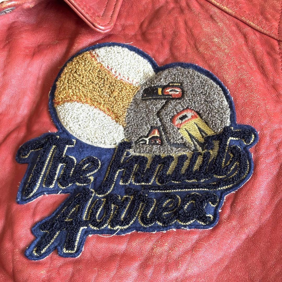 【超希少】アヴィレックス ラムレザージャケット スタジャン 羊革 刺繍 ワッペン