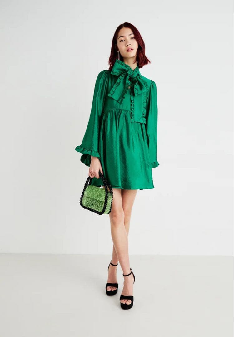 ワンピース emerald bow mini dress